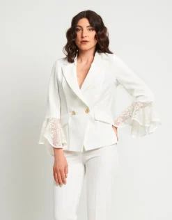 Giacca doppio petto con tulle ricamato