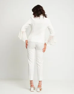 Giacca doppio petto con tulle ricamato