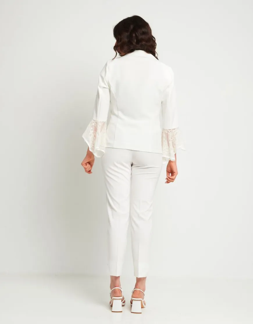 Giacca doppio petto con tulle ricamato
