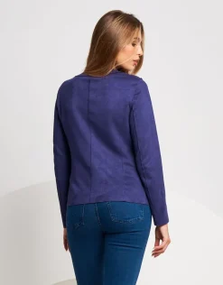 Giacca in ecosuede con zip e applicazioni