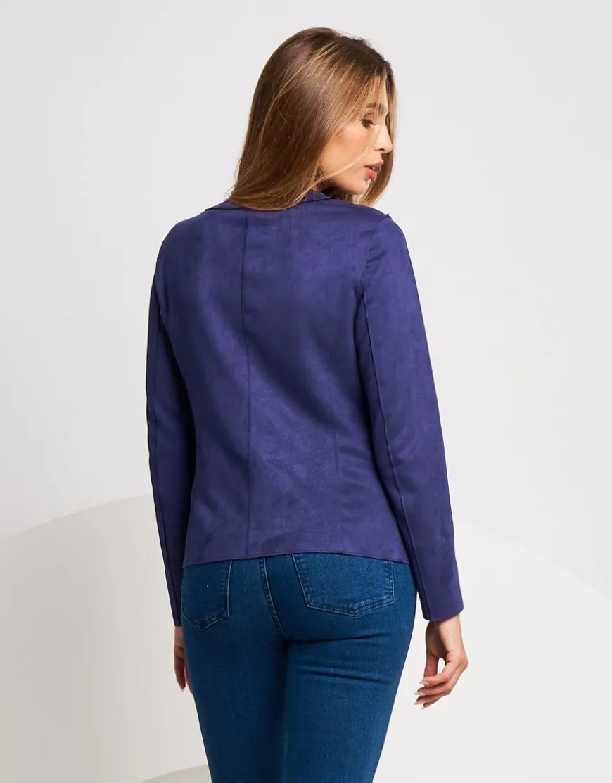 Giacca in ecosuede con zip e applicazioni