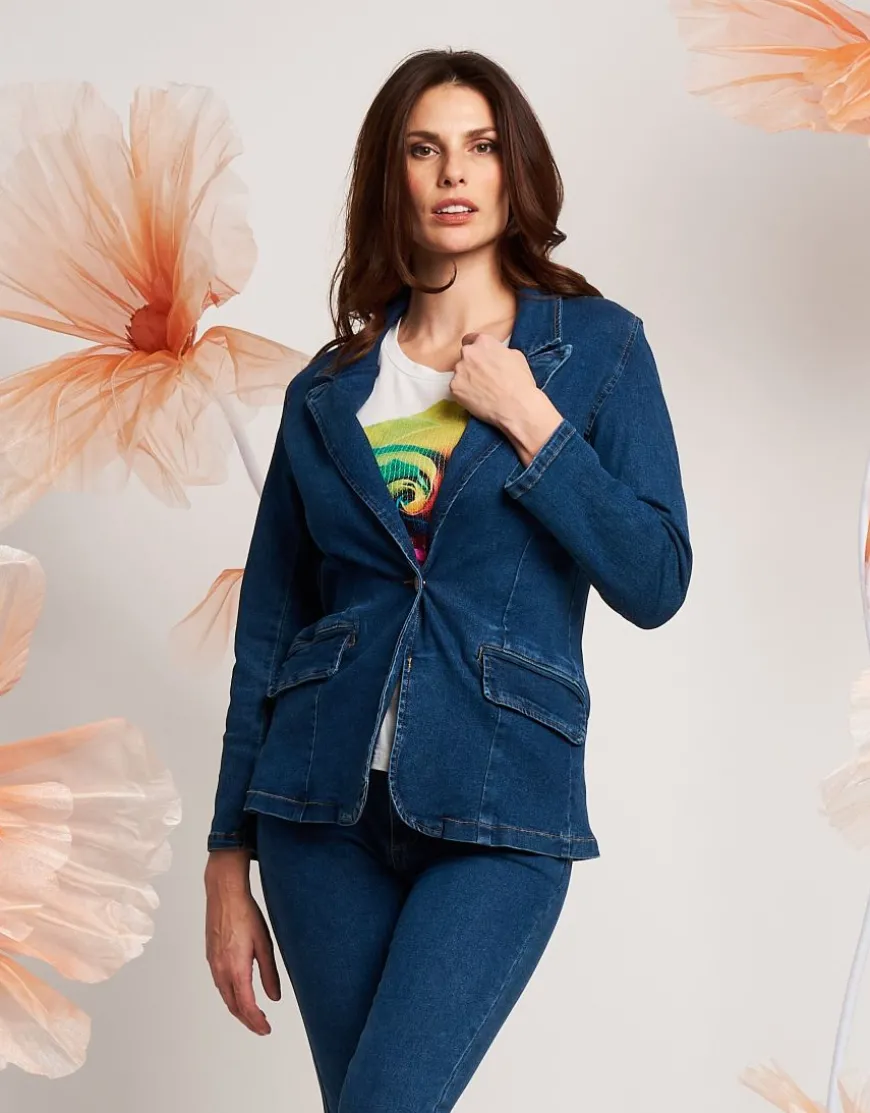 Giacca in jeans con revers e pattine