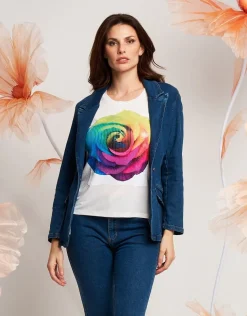 Giacca in jeans con revers e pattine