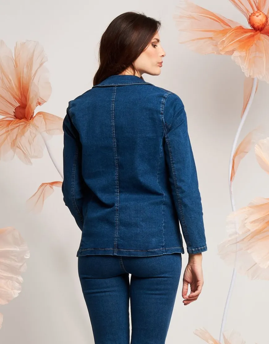 Giacca in jeans con revers e pattine