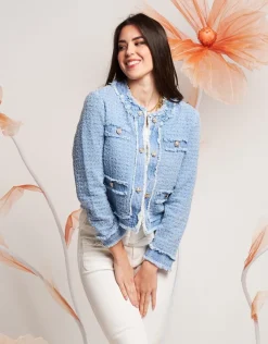Giacca in jeans effetto bouclé