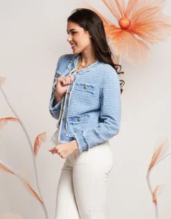 Giacca in jeans effetto bouclé