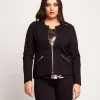 Giacca in punto Milano con zip dorate
