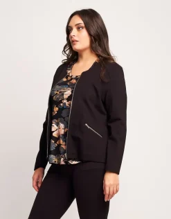 Giacca in punto Milano con zip dorate
