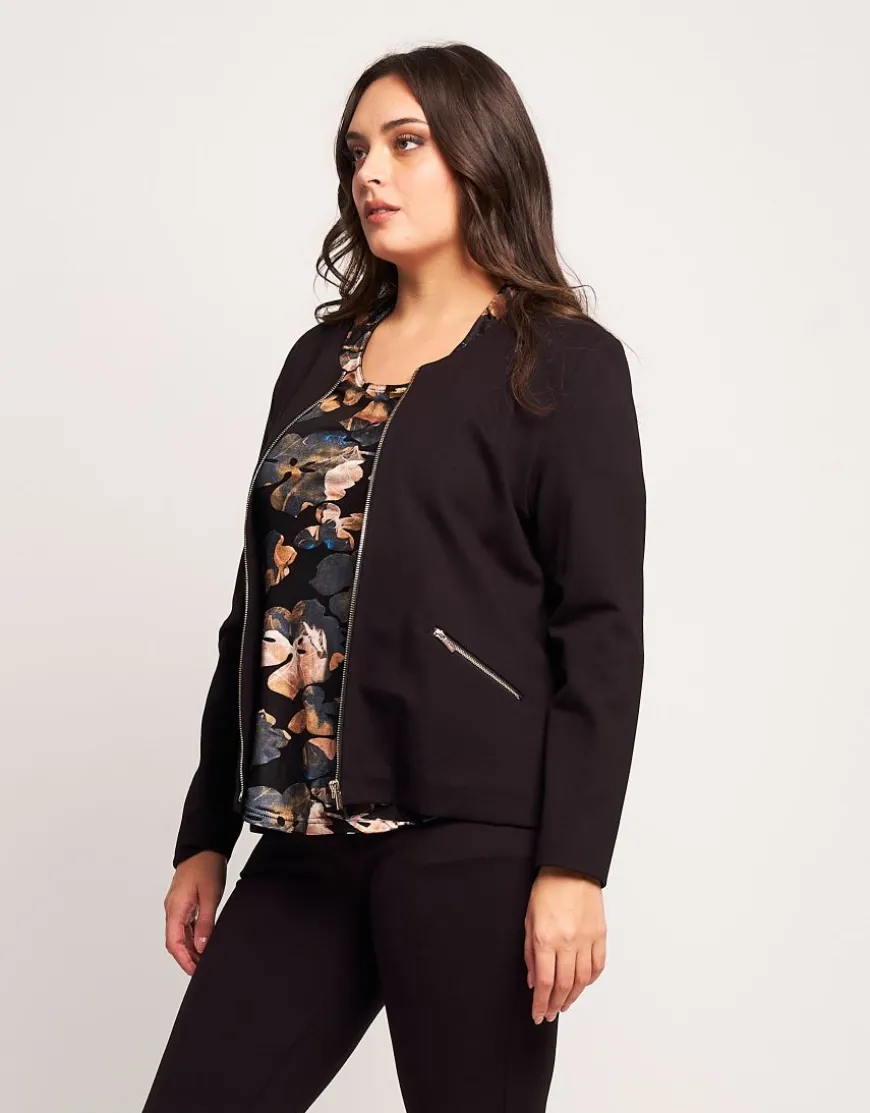 Giacca in punto Milano con zip dorate