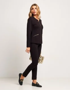 Giacca in punto Milano con zip dorate
