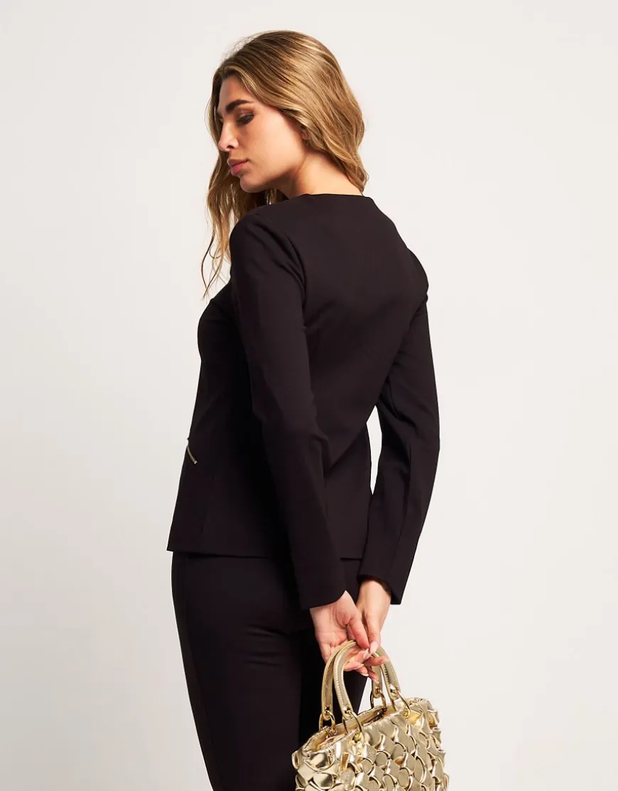 Giacca in punto Milano con zip dorate