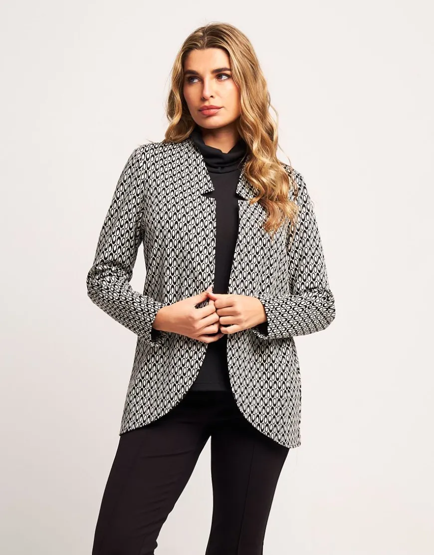 Giacca jacquard a pois con collo revers
