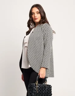 Giacca jacquard a pois con collo revers