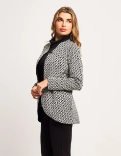 Giacca jacquard a pois con collo revers
