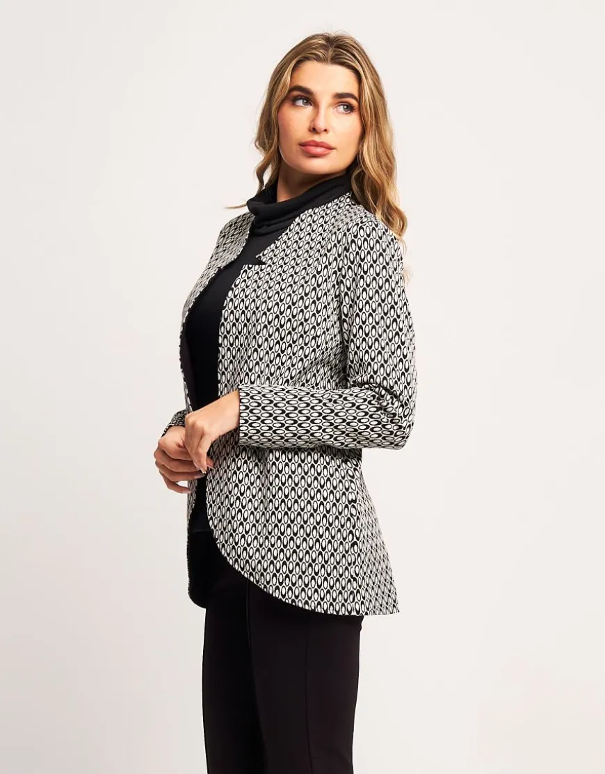 Giacca jacquard a pois con collo revers