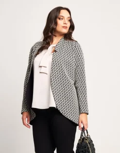 Giacca jacquard a pois con collo revers