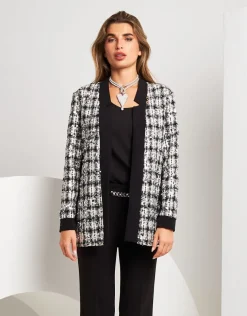 Giacca lunga bouclé con paillettes