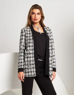 Giacca lunga bouclé con paillettes