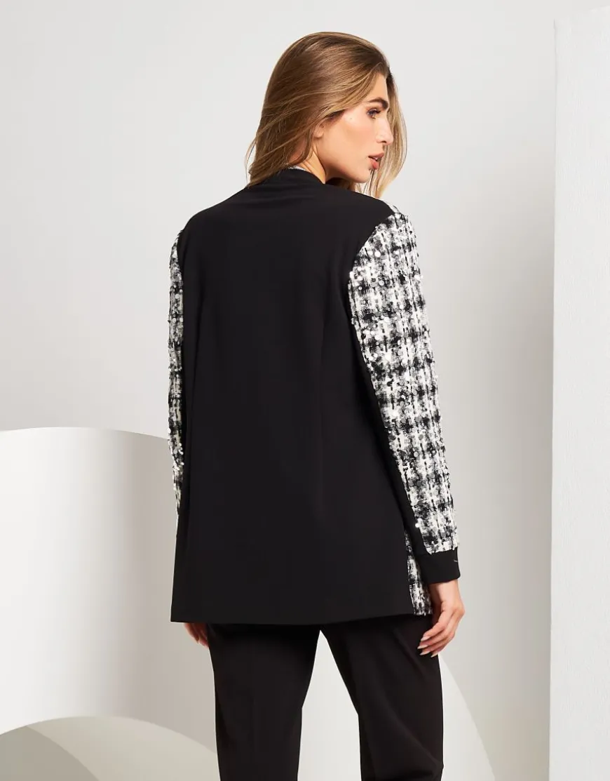 Giacca lunga bouclé con paillettes