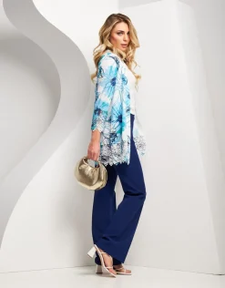 Giacca lunga cielo con pizzo