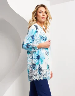 Giacca lunga cielo con pizzo