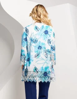 Giacca lunga cielo con pizzo