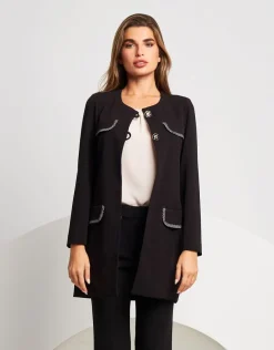 Giacca lunga con pattine bordate fantasia