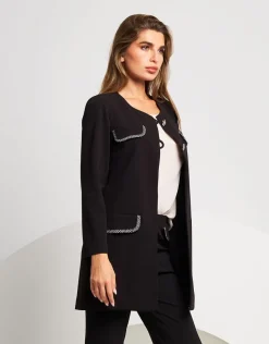 Giacca lunga con pattine bordate fantasia