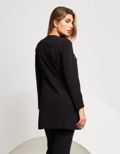 Giacca lunga con pattine bordate fantasia