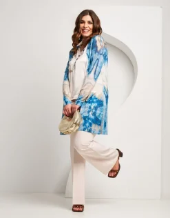 Giacca lunga fantasia con tasche