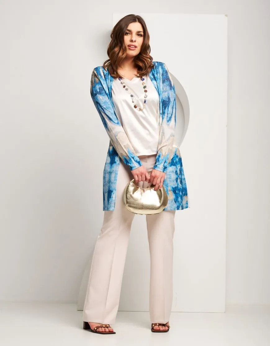 Giacca lunga fantasia con tasche