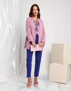 Giacca lunga rosa con laccetti