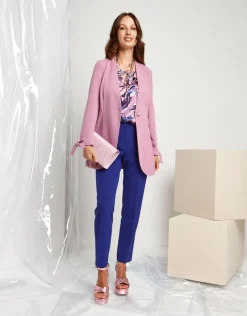 Giacca lunga rosa con laccetti