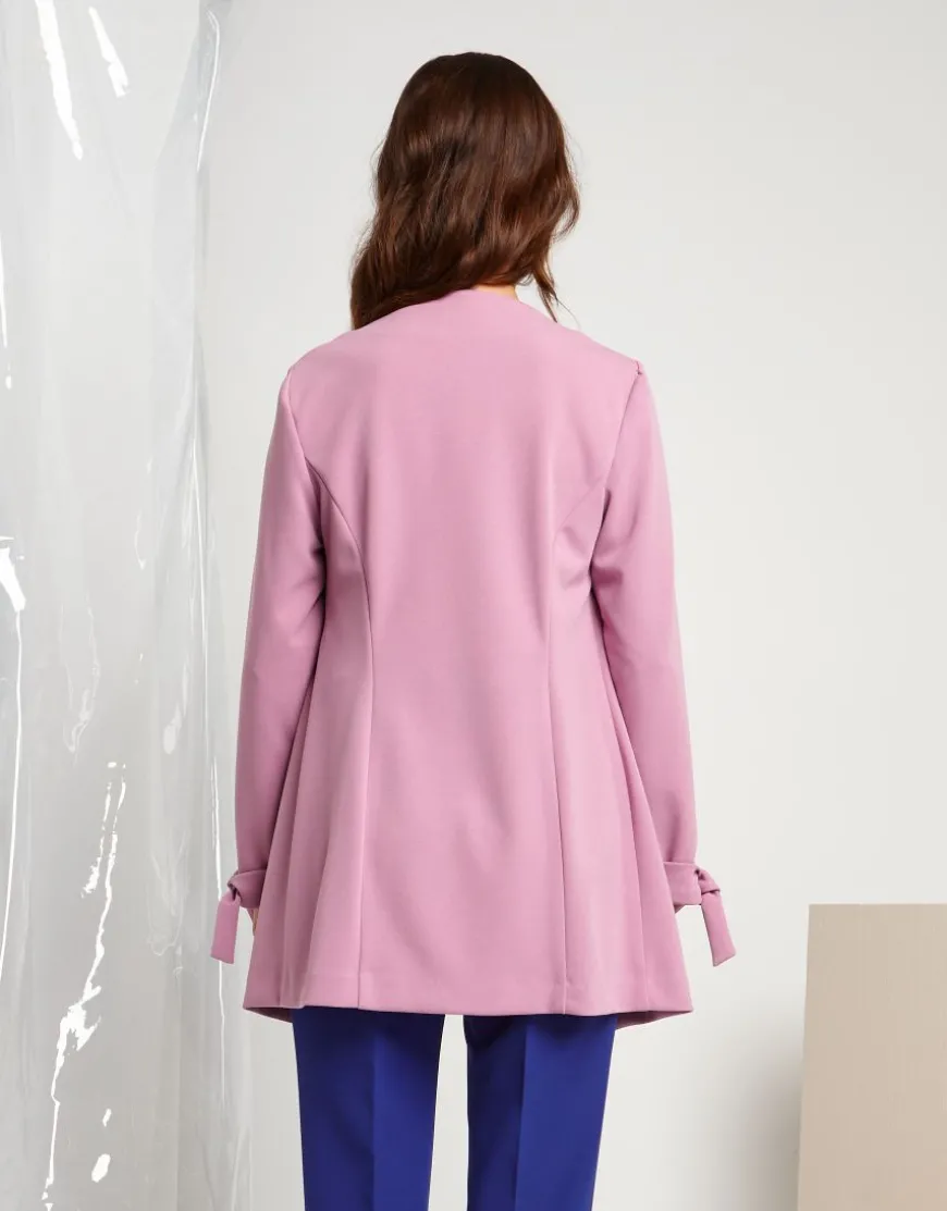 Giacca lunga rosa con laccetti