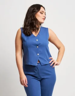 Gilet corto in bistretch nuvola