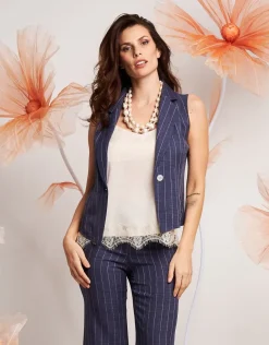 Gilet in gessato denim