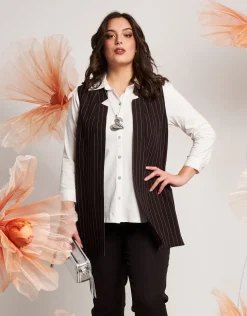 Gilet lungo fantasia gessato
