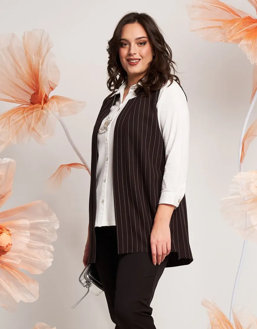 Gilet lungo fantasia gessato