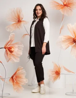 Gilet lungo fantasia gessato
