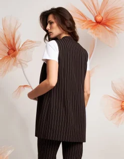 Gilet lungo fantasia gessato