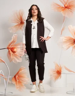 Gilet lungo fantasia gessato