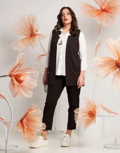 Gilet lungo fantasia gessato