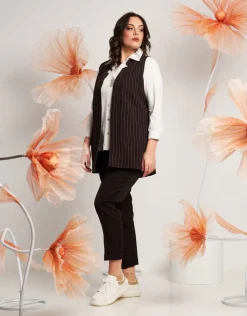 Gilet lungo fantasia gessato