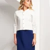 Giubbino di jeans bianco con strass