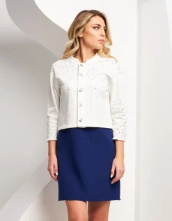 Giubbino di jeans bianco con strass