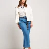 Giubbino di jeans bianco con strass