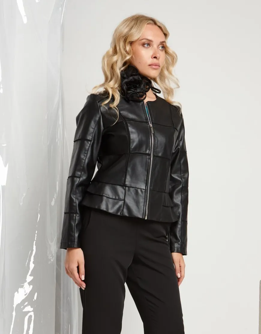 Giubbino in ecopelle con tulle