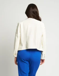 Giubbino in ecopelle con diamanti
