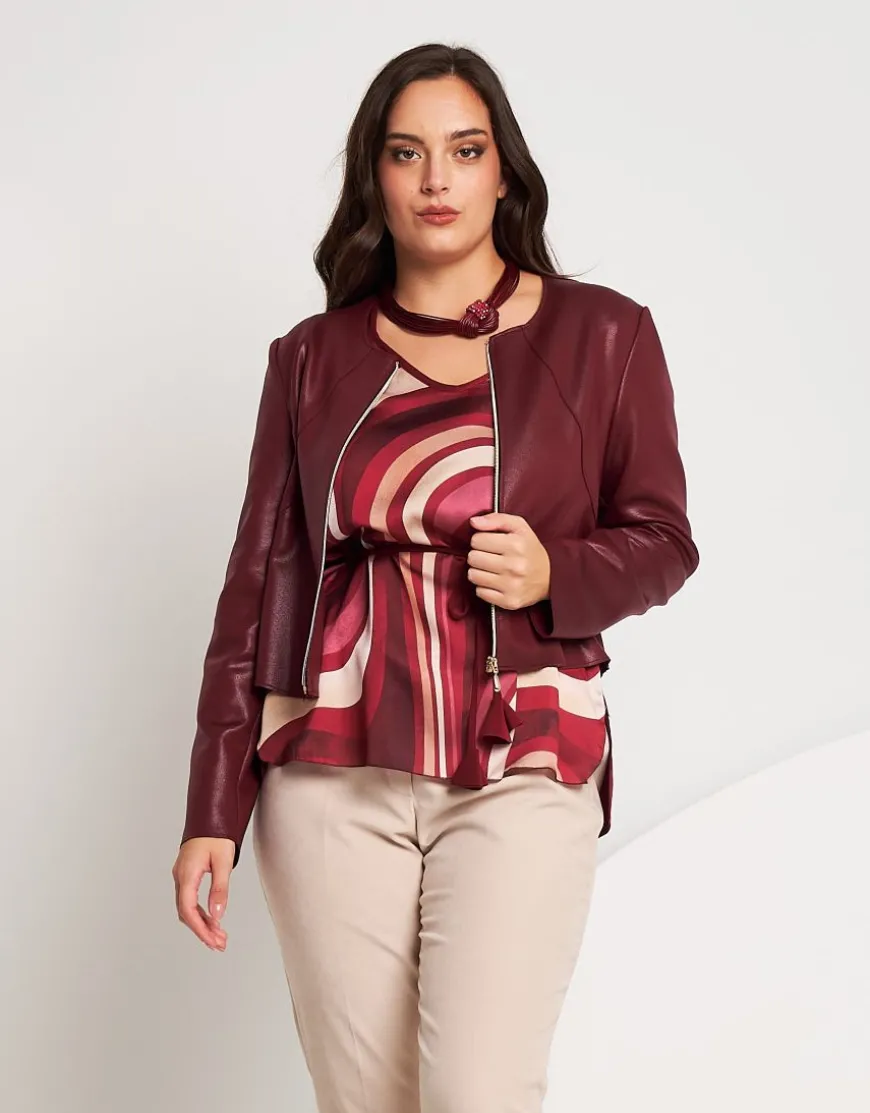 Giubbino in ecopelle con zip