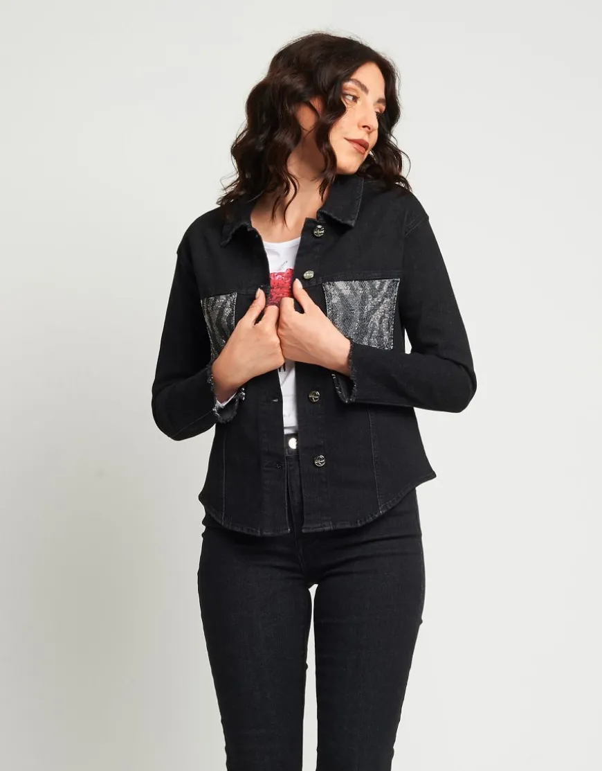 Giubbino in jeans animalier